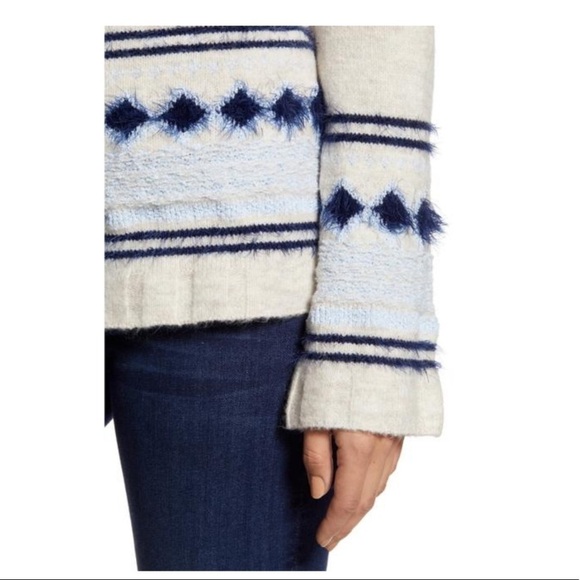 Caslon Cowl Neck Oatmeal Fair Isle Convertible chunky knit Sweater - Picture 5 of 11